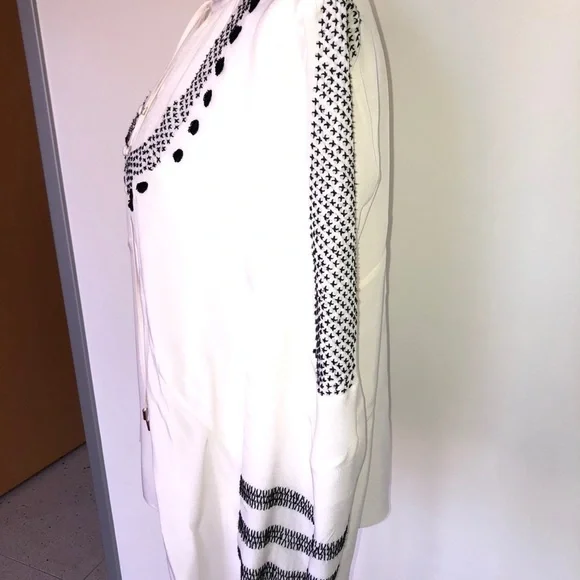 Altuzarra Peasant Blouse Size 4 Tie Embroidered Silk Made In Italy White Black - Picture 6 of 14